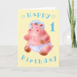 Baby Hippo Funny Birthday Kaart - 