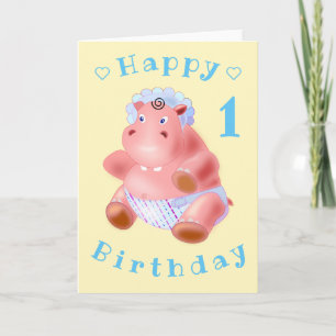 Baby Hippo Funny Birthday Kaart - 