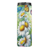 Baby Hippo in bloemenweide met vlinders Thermosbeker (Achterkant)