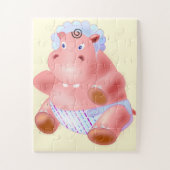 Baby Hippo Jigzaag Puzzle Cartoon Legpuzzel (Verticaal)