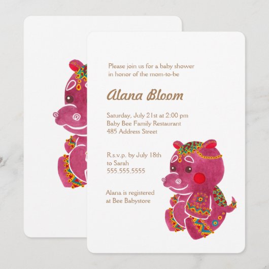 Baby Hippo Kaart (Voorkant / Achterkant)