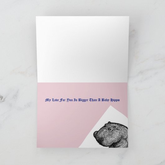 Baby Hippo Liefde Valentijn Kaart (Binnen)