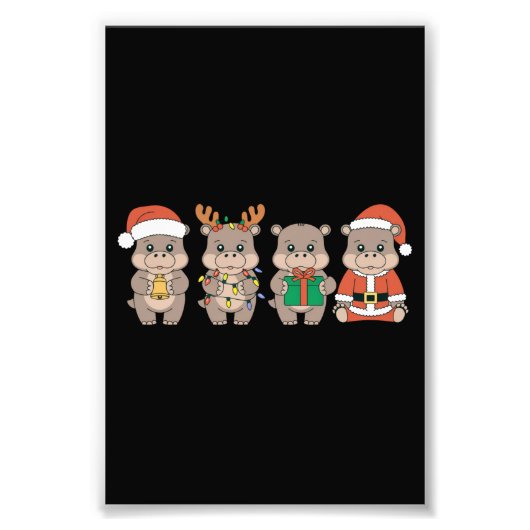 Baby Hippo Moo Deng Christmas Foto Afdruk (Voorkant)