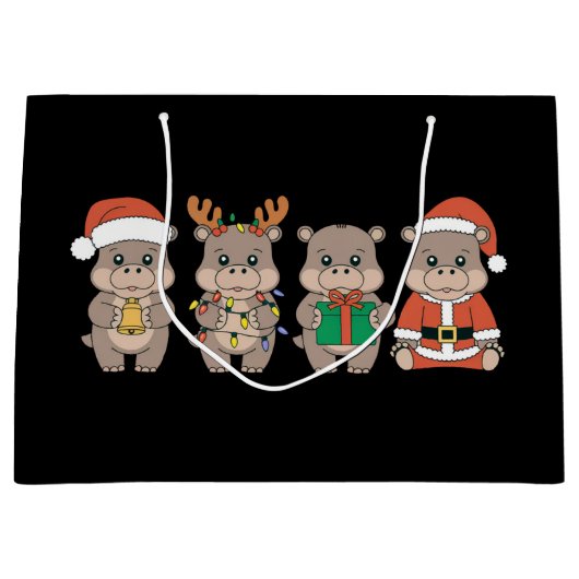 Baby Hippo Moo Deng Christmas Groot Cadeauzakje (Voorkant)