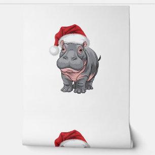 Baby Hippo Moo Deng Kerst Shirt voor kinderen, Wom Behang