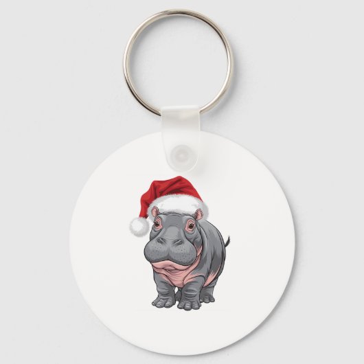 Baby Hippo Moo Deng Kerst Shirt voor kinderen, Wom Sleutelhanger (Voorkant)