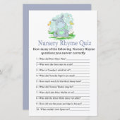 Baby Hippo Nursery Rhyme Quiz baby shower game (Voorkant / Achterkant)