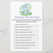 Baby Hippo Nursery Rhyme Quiz baby shower game (Voorkant)