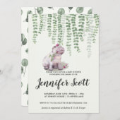 Baby Hippo Oerwoud Baby shower Uitnodiging (Voorkant / Achterkant)