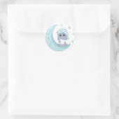 Baby Hippo over de maan Ronde Sticker (Tas)