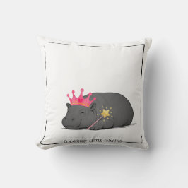 Baby Hippo Princess-Cotton Cushion-Customizable Kussen