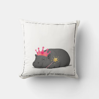 Baby Hippo Princess-Cotton Cushion-Customizable Kussen