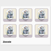 Baby Hippo Schattige Ik hou van Bookplate Sticker  (Vel)