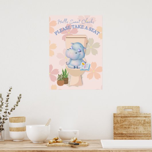 Baby Hippo Sweet Cheeks Neem een Poster (Keuken)