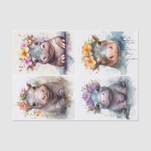 Baby Hippos Tissuepapier (Voorkant)