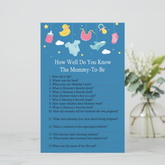 Baby Hoe goed ken je baby shower? (Staand voorkant)