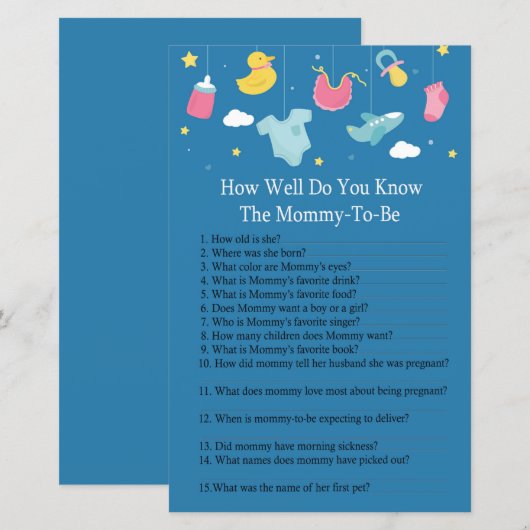 Baby Hoe goed ken je baby shower? (Voorkant / Achterkant)