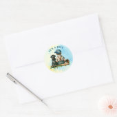 Baby, hond en honkbal | Het is een jongen Ronde Sticker (Envelop)