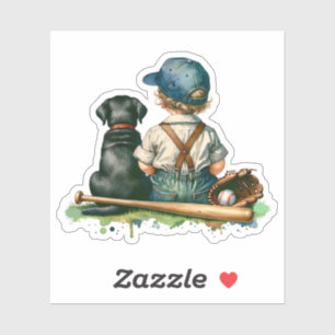  Baby, hond en honkbal   Het is een jongen Sticker