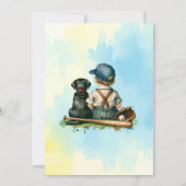  Baby, hond en honkbal thema Baby shower Kaart (Achterkant)