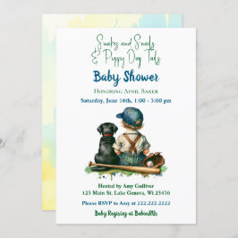 Baby, hond en honkbal thema Baby shower Kaart