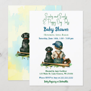 Baby, hond en honkbal thema Baby shower Kaart