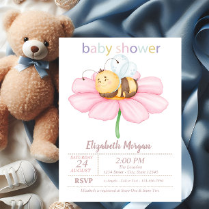 Baby Honey Bee Bloem Stippen Baby Shower Kaart