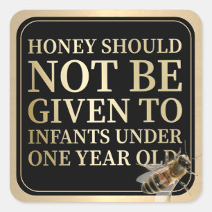 BABY HONEY WAARSCHUWING LABEL Gold en Black Bee