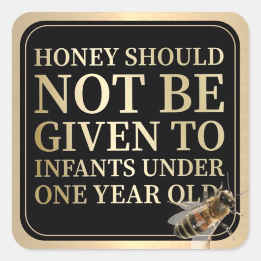 BABY HONEY WAARSCHUWING LABEL Gold en Black Bee (Voorkant)