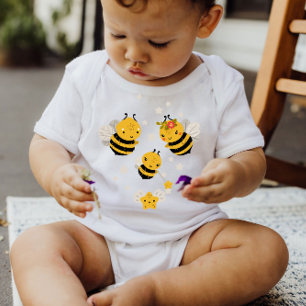 Baby honingbijen Gele sterren Baby Bodysuit