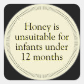 Baby honingwaarschuwing zwarte etiketten stickers (Voorkant)