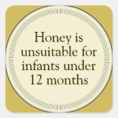 Baby honingwaarschuwingsgoud vierkante sticker (Voorkant)