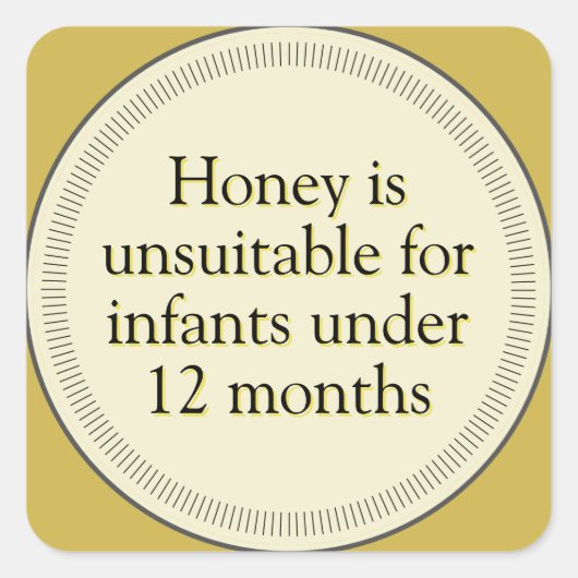 Baby honingwaarschuwingsgoud vierkante sticker (Voorkant)