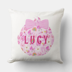 Baby Hoofd Baby Meisje Roze Patroon Sierkussen