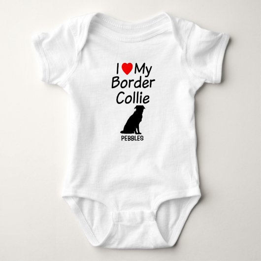 Baby houdt van Border Collie Dog Romper (Voorkant)