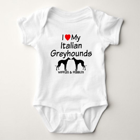 Baby houdt van twee Italiaanse windhonden Romper (Voorkant)