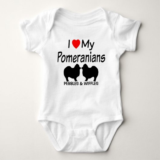 Baby houdt van twee Pommerse honden Romper (Voorkant)