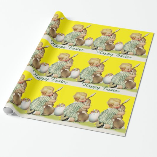 BABY HUGGGGENDE EENVOUDIGE BUNNY, Geel Cadeaupapier (Uitgerold)