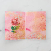 BABY HUGGGING RABBIT, Mousserende roze rozen, Birt Feestdagen Kaart (Binnen)