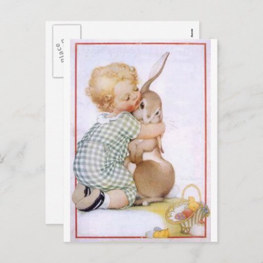 Baby Hugging Easter Bunny Feestdagenkaart (Voorkant / Achterkant)