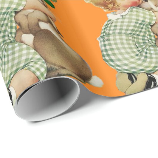 BABY HUGGING RABBIT Irish St. Patrick's Day, Oranj Cadeaupapier (Rol Hoek)