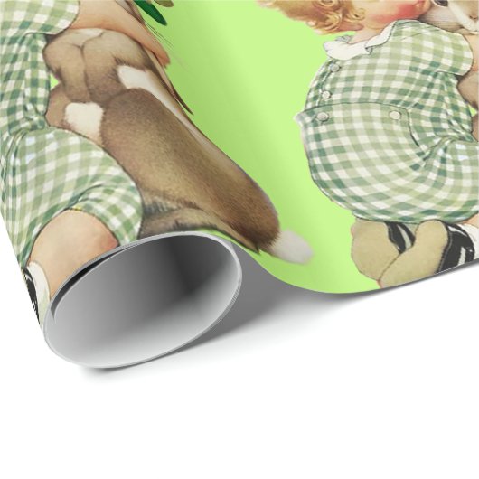 BABY HUGGING RABBIT IRISH ST. PATRICK'S DAY PARTY CADEAUPAPIER (Rol Hoek)