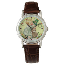 BABY HUGGING RABBIT IRISH ST. PATRICK'S DAY PARTY HORLOGE