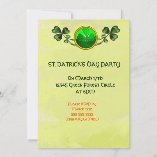 BABY HUGGING RABBIT IRISH ST. PATRICK'S DAY PARTY KAART (Achterkant)