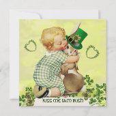 BABY HUGGING RABBIT IRISH ST. PATRICK'S DAY PARTY KAART (Voorkant)