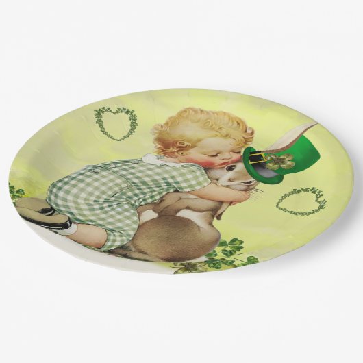 BABY HUGGING RABBIT IRISH ST. PATRICK'S DAY PARTY PAPIEREN BORDJE (Gekanteld)