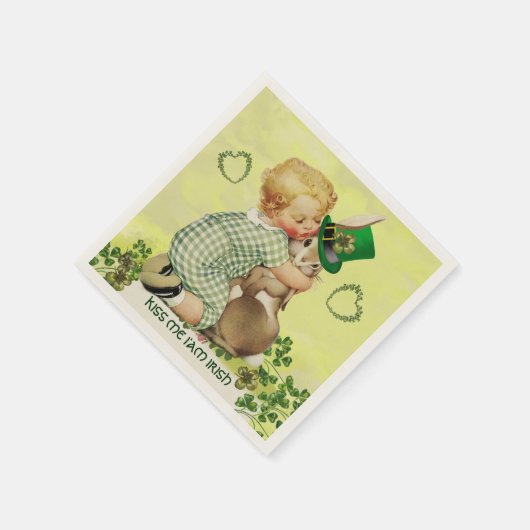 BABY HUGGING RABBIT IRISH ST. PATRICK'S DAY PARTY SERVETTEN (Hoek)