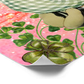 BABY HUGGING RABBIT St.Patrick's Day, Roze Floral Poster (Hoek)