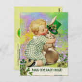 BABY HUGGING RABBIT St. Patrick's Day Shamrocks Briefkaart (Voorkant / Achterkant)