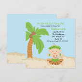 Baby Hula Boy First Birthday Uitnodiging (Voorkant / Achterkant)